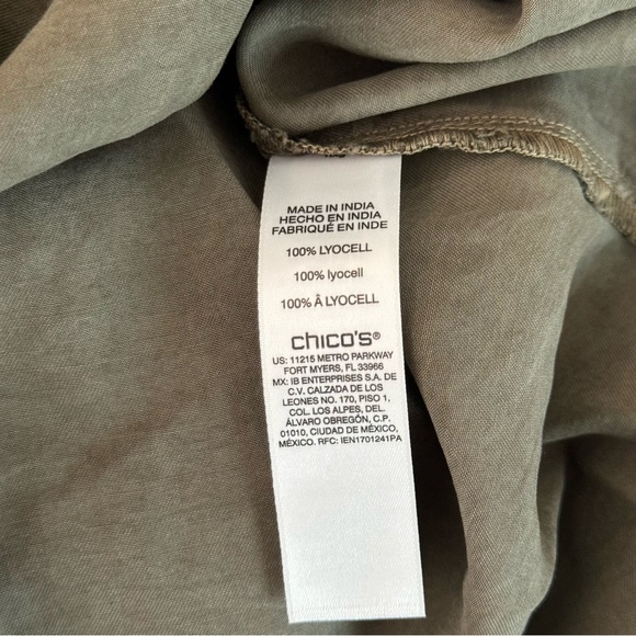 Chico’s Green Soft Washed Femme Utility Button Down Shirt Size 3=16 XL - Picture 6 of 6